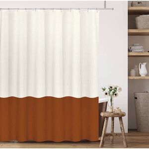 New Mainstays Shower Curtain Ivory & Caramel Rust Brown Color Block